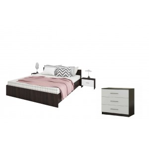 Pat cu noptiere si comoda tv Ehome wenghe