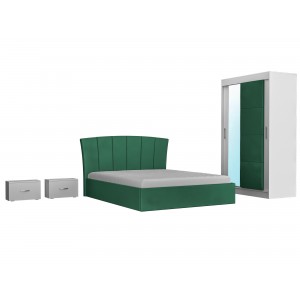 DORMITOR BIANCO VERDE DRESSING OGLINDA 120 CM