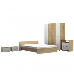 Set Dormitor Sonoma 4 usi cu Comoda TV +Living Ehome