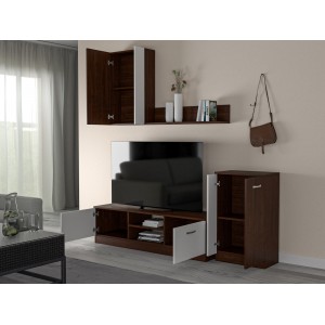 Set Dormitor Wenghe/alb 4 usi cu Comoda TV +Living Ehome