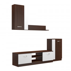 Set Dormitor Wenghe/alb 4 usi cu Comoda TV +Living Ehome