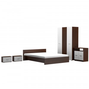 Set Dormitor Wenghe 3 usi cu Comoda Tv+Saltea  Ehome