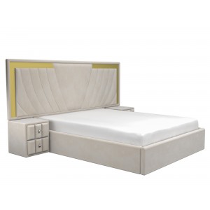 Pat tapitat Rubin cu noptiere bej