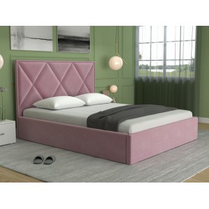 Oferta!Pat tapitat Coral roz+Saltea 160x200 cm