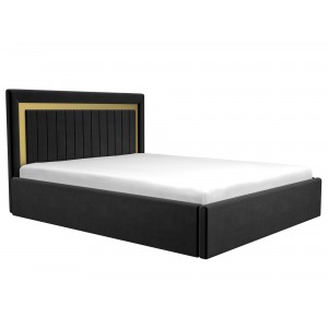 Oferta!Pat tapitat Arthur negru+Saltea 160x200 cm