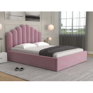 Oferta!Pat tapitat Anelis Roz+saltea 160x200 cm