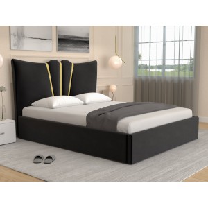 Oferta!Pat tapitat Afrodita negru+Saltea 160x200 cm