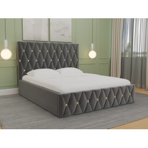 Oferta!Pat tapitat Ana Gri+Saltea 160x200 cm