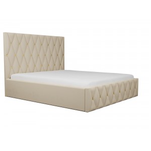 Oferta!Pat tapitat Ana Bej+Saltea 160x200 cm