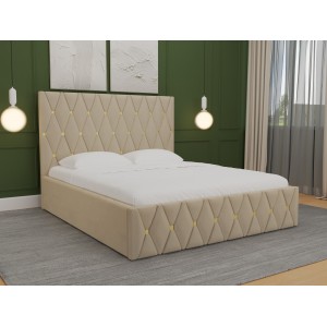 Oferta!Pat tapitat Ana Bej+Saltea 160x200 cm