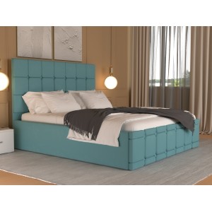 Oferta!Pat tapitat Regal Turcoaz+ Saltea 160x200 cm