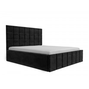 Oferta!Pat tapitat Regal negru+ Saltea 160x200 cm