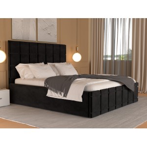 Oferta!Pat tapitat Regal negru+ Saltea 160x200 cm