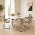 Set masa ovala cu 6 scaune gri antracit/silver